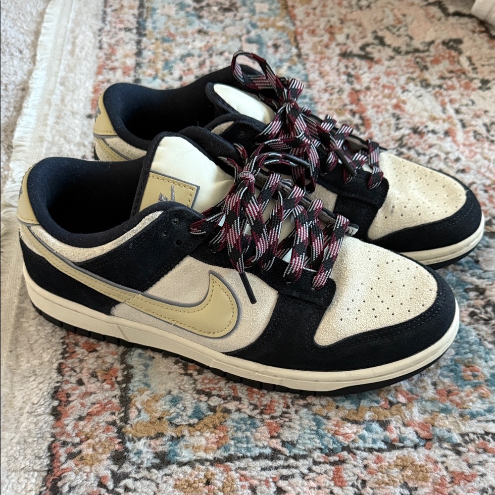 Nike Women's Dunk Low LX Black Suede Coconut Milk/Gold Sneaker